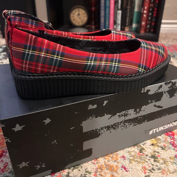 T.U.K. Red Plaid Platform Shoes - Picture 4 of 6